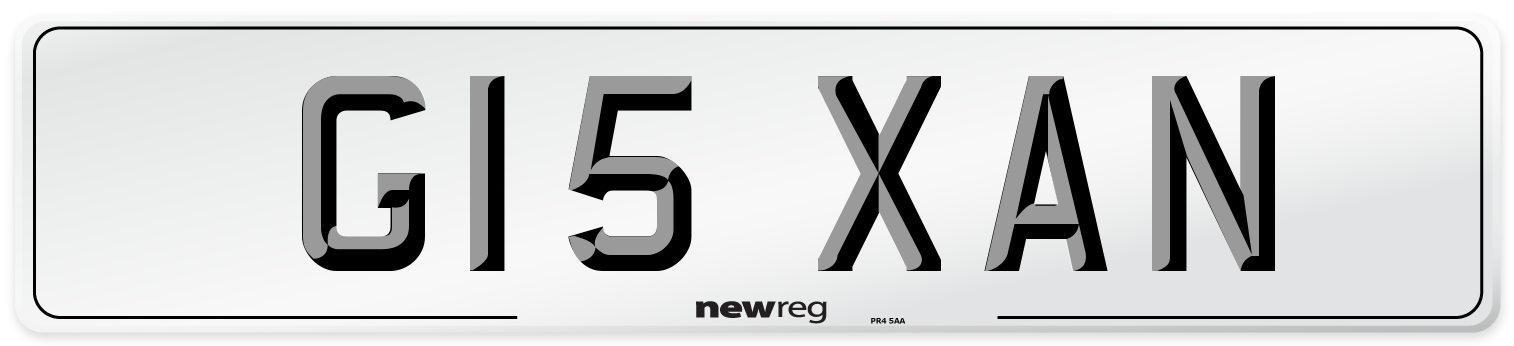 G15 XAN Number Plate from New Reg